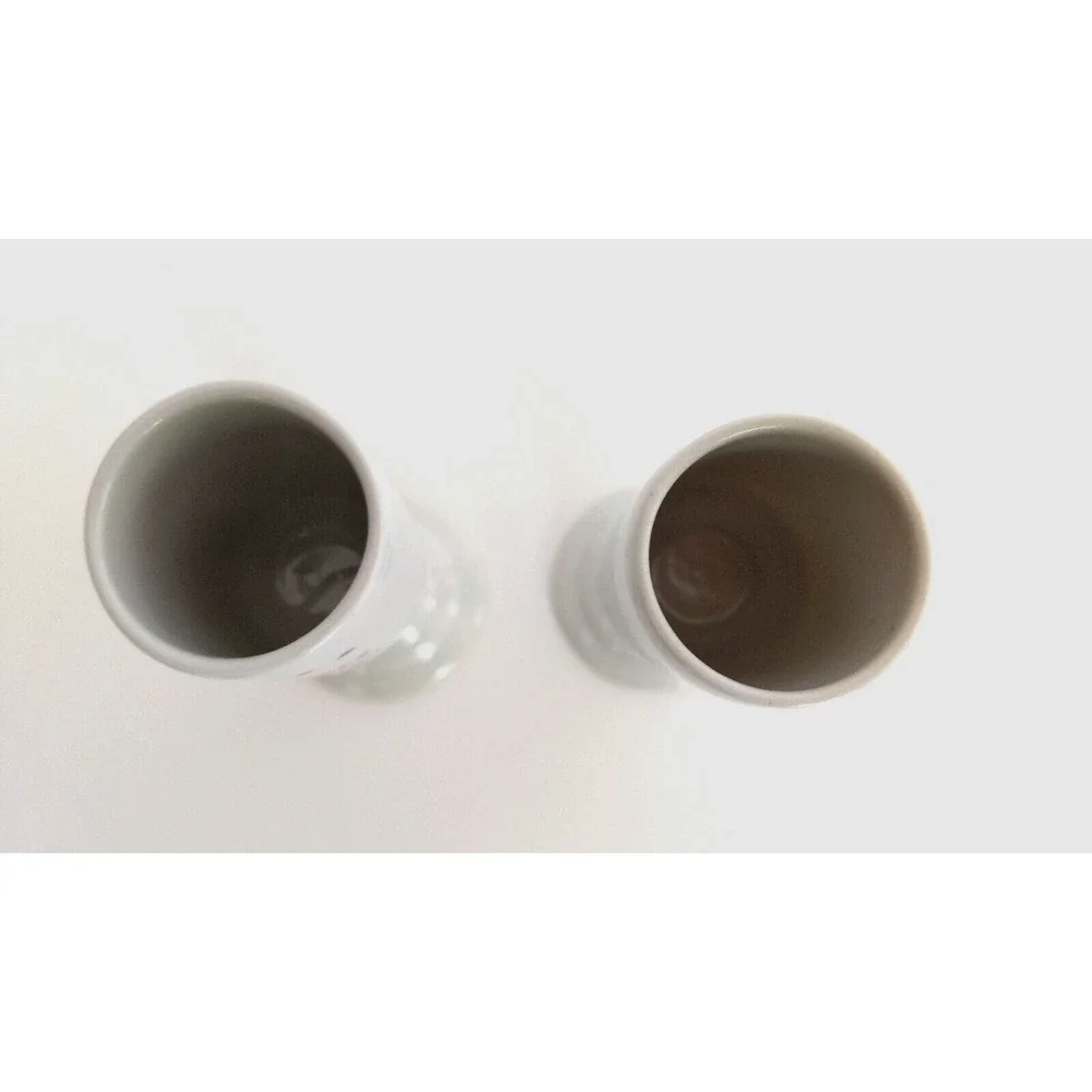 PAIR Di Amore Ceramic Pedestal Shot Glasses White‎ Cordial The Liqueurs Of Love